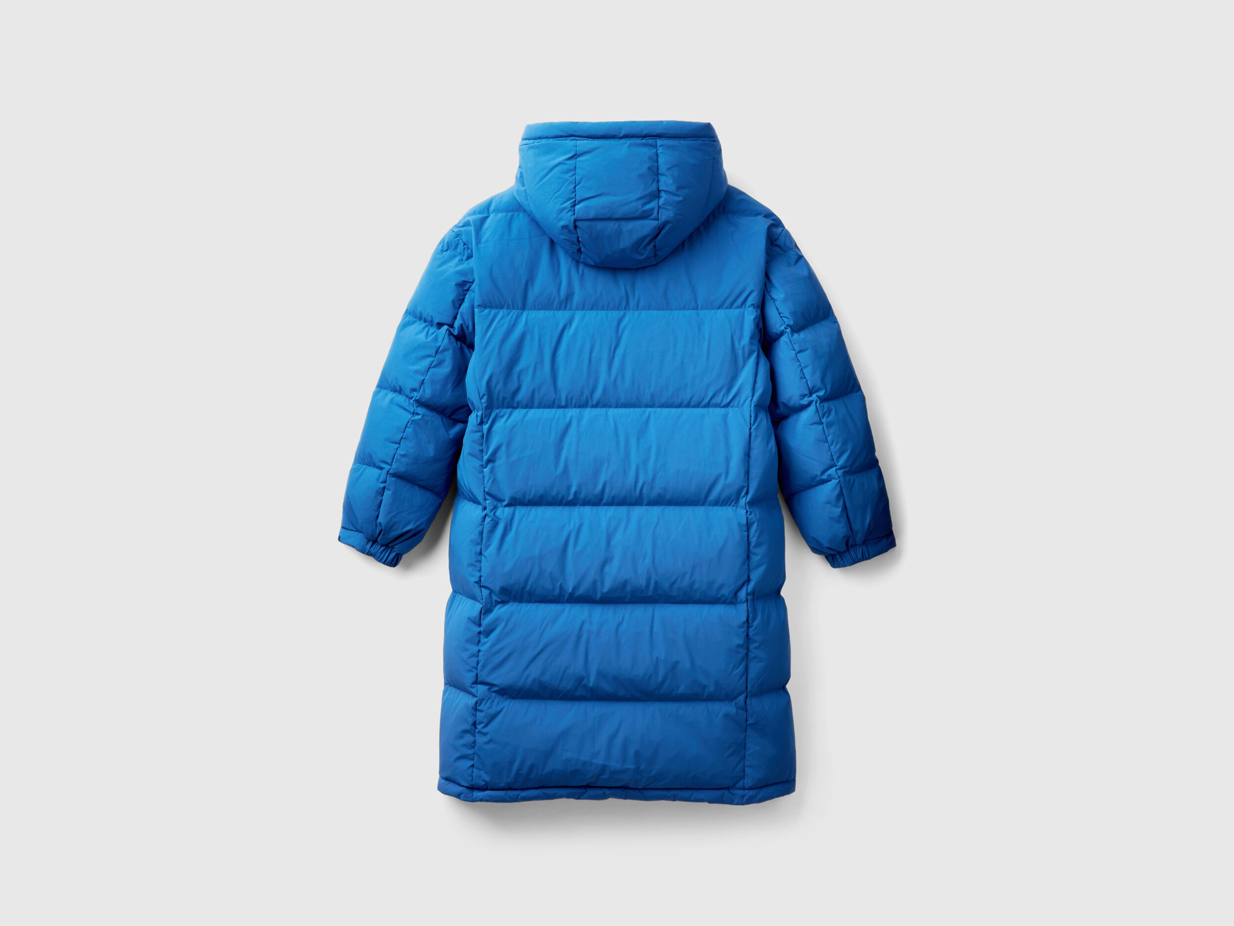 Long puffer jacket with recycled feathers Air Force Blue Benetton