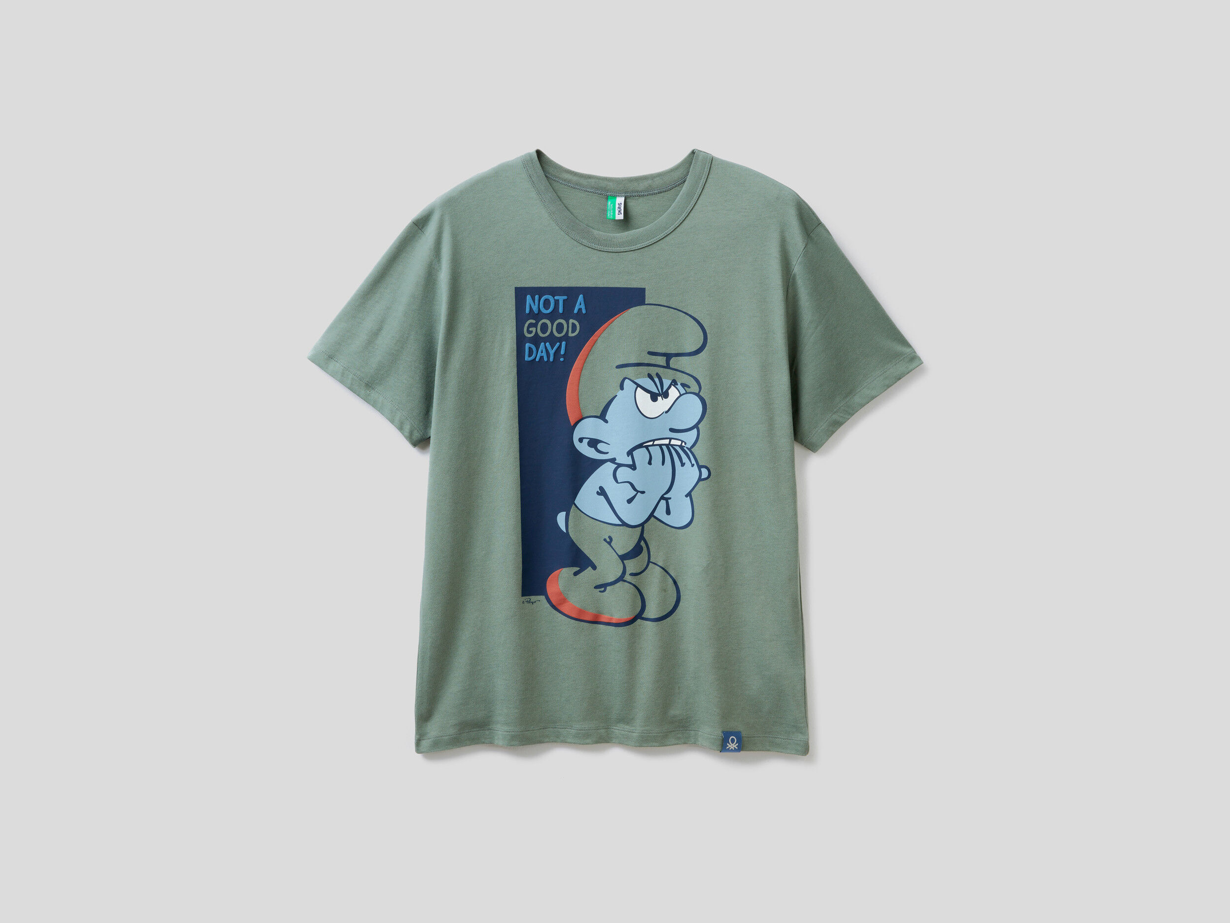Short sleeve Smurfs t-shirt - Military Green | Benetton