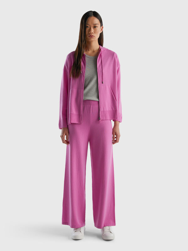 Pink trousers in wool and cashmere blend Women