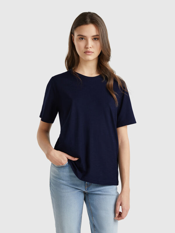 Crew neck t-shirt in slub cotton Women