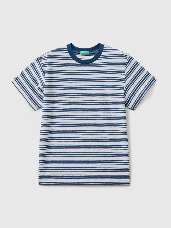 Striped t-shirt in linen blend Junior Boy