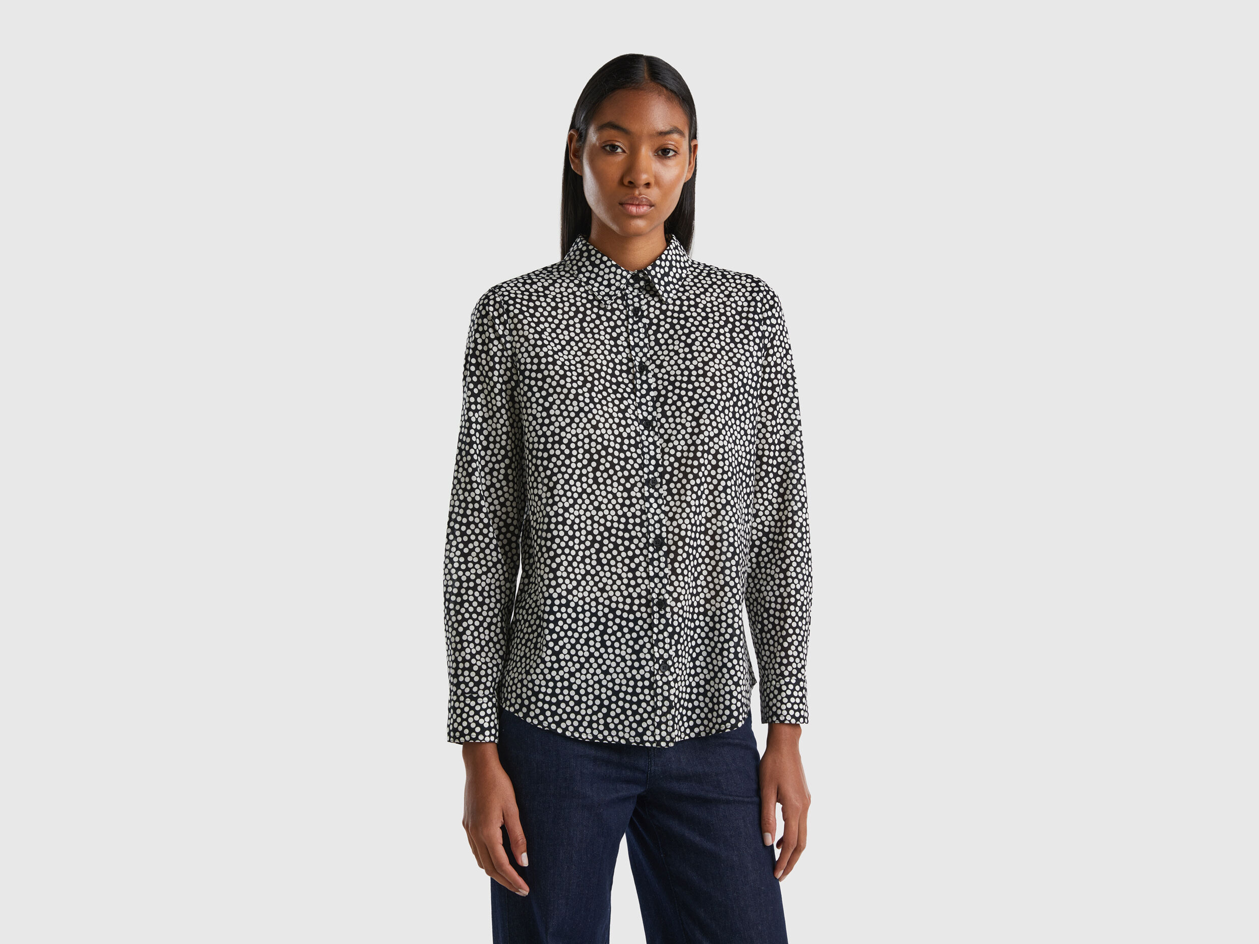 Polka dot black and white shirt 2025