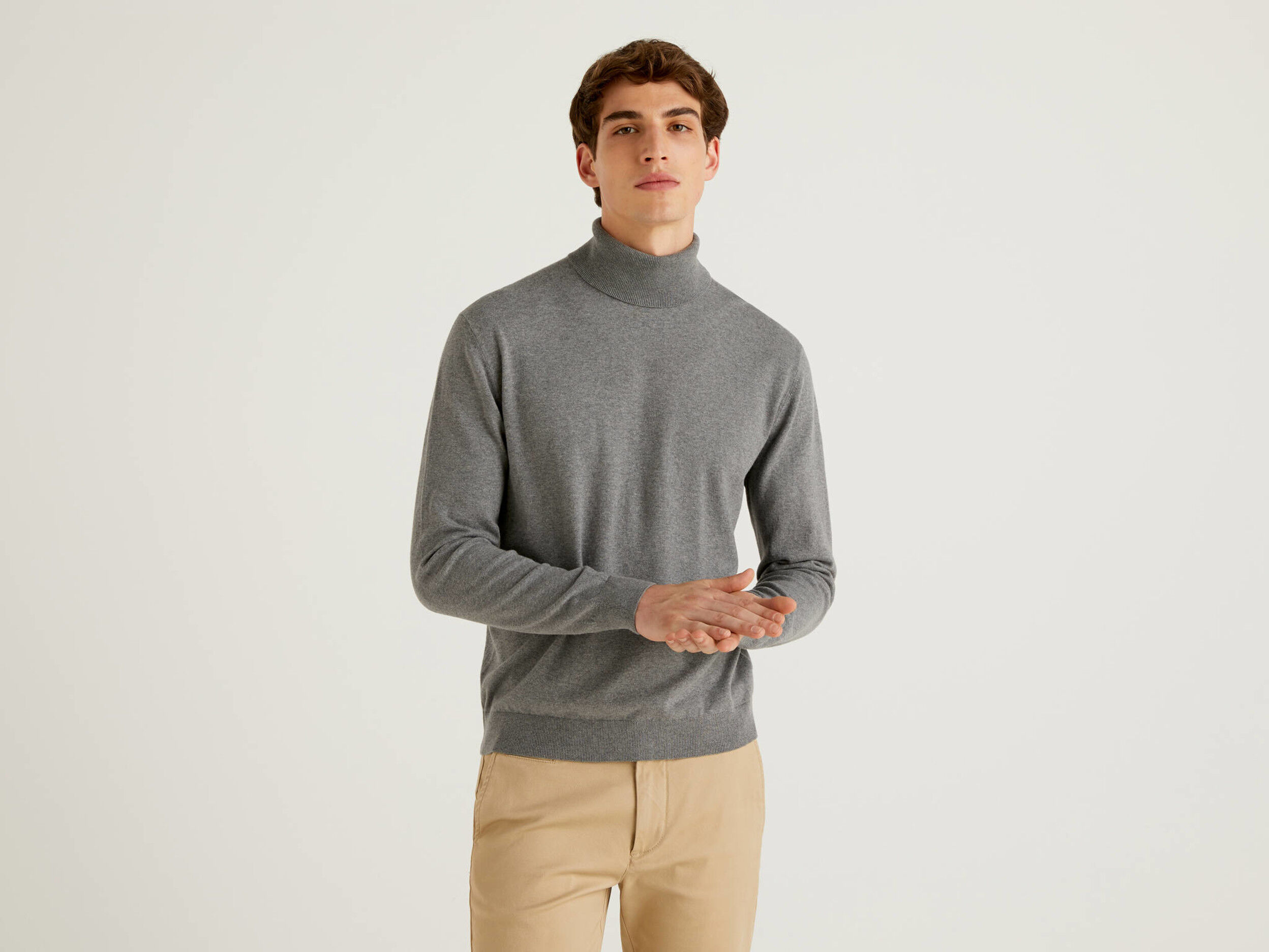 roll neck sweater mens cotton