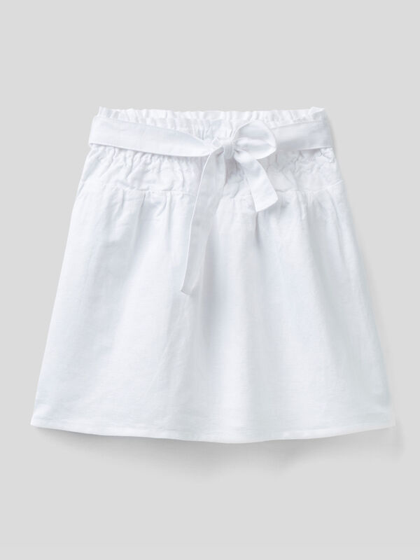 High-waisted skirt in linen blend Junior Girl