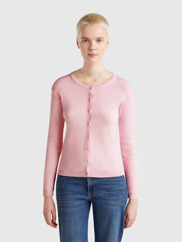 Cárdigan de cuello redondo de 100 % algodón Mujer