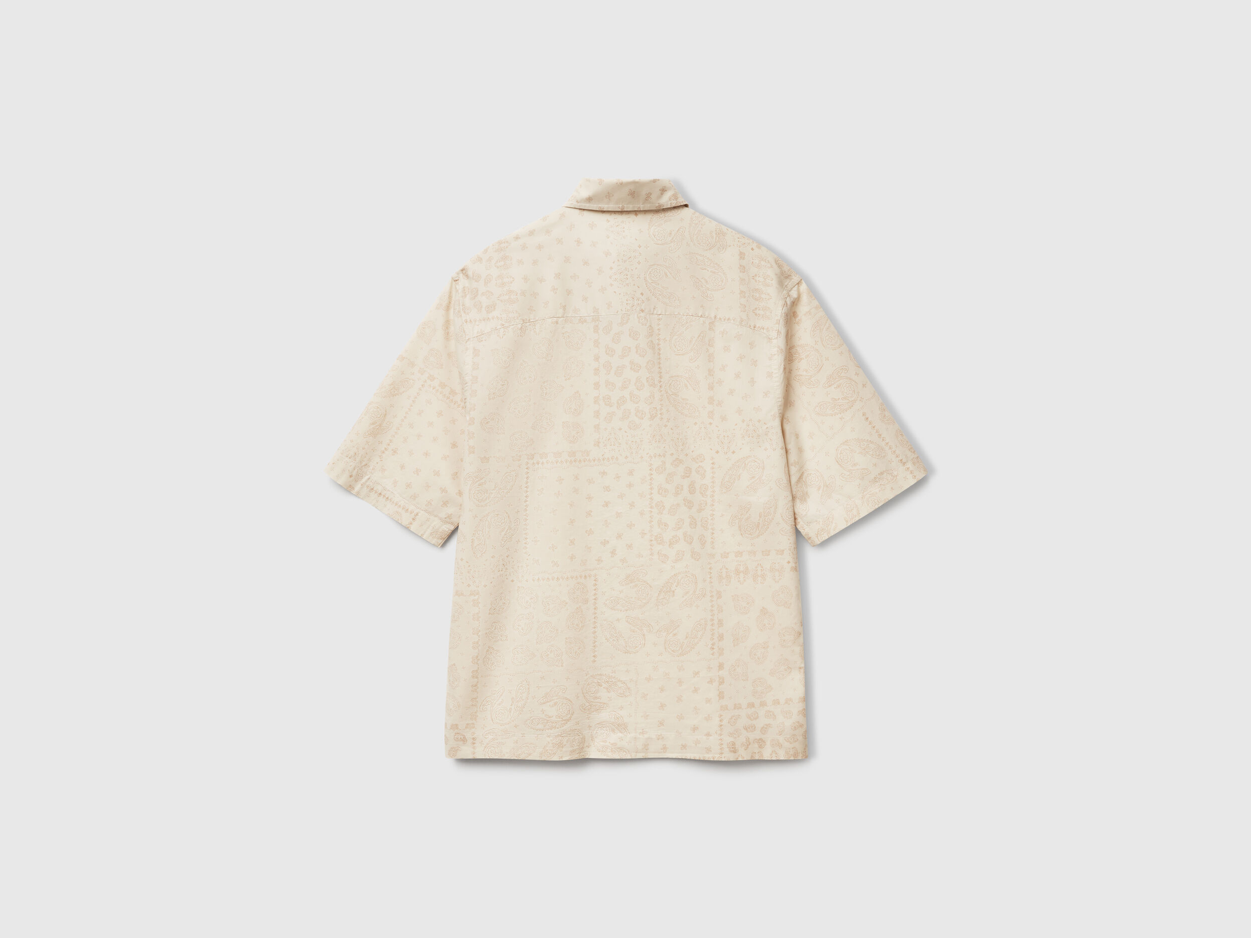 Short sleeve patterned shirt - Beige | Benetton