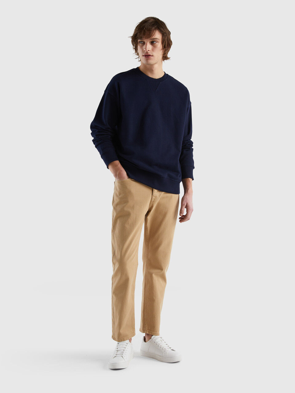 AMI Wool Carrot Fit Trousers Navy at CareOfCarl.com