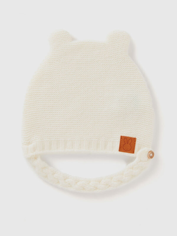 Cap with ear applique in recycled wool blend New Born (0-18 months)