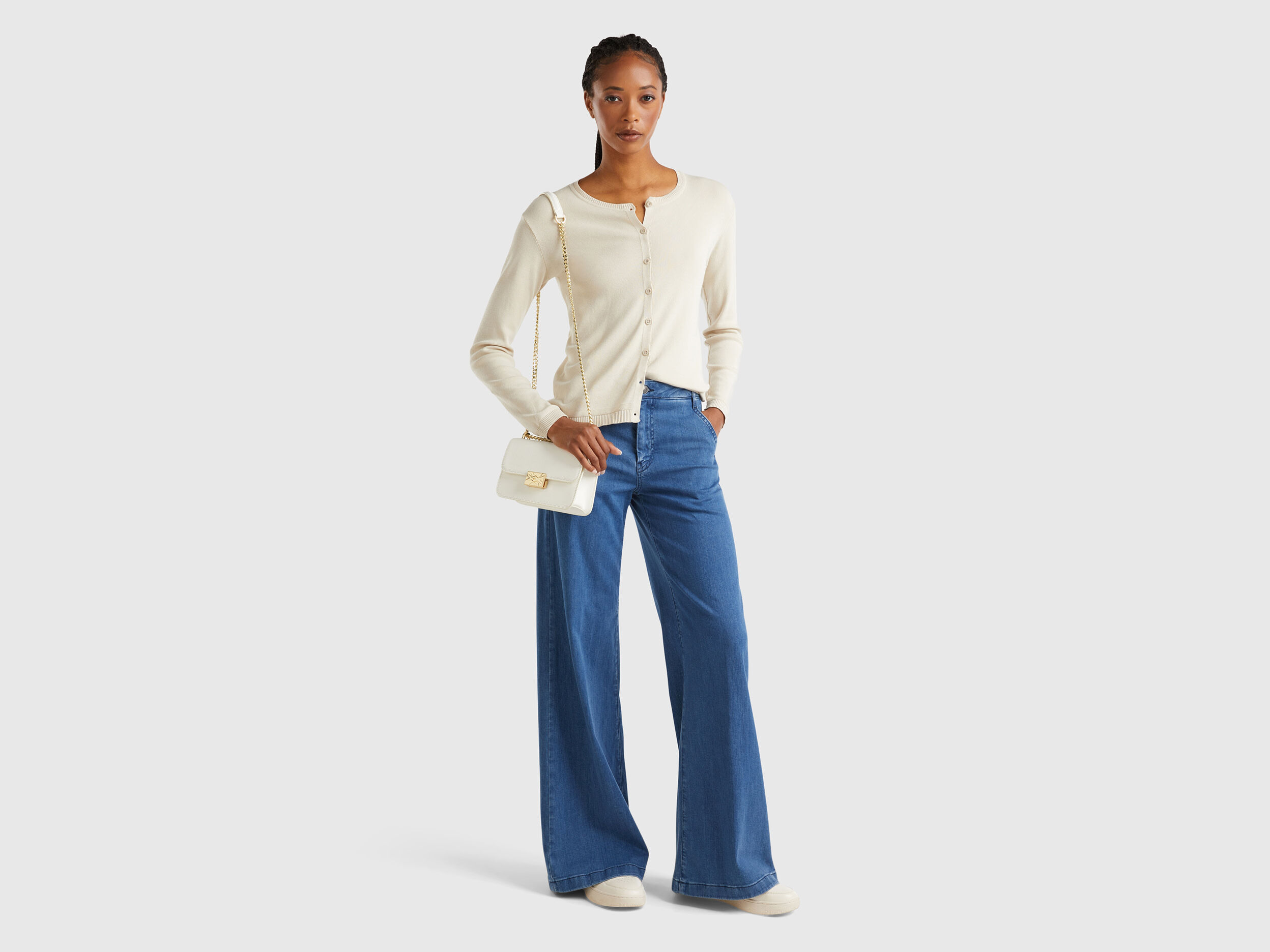 Benetton round neck cardigan discount