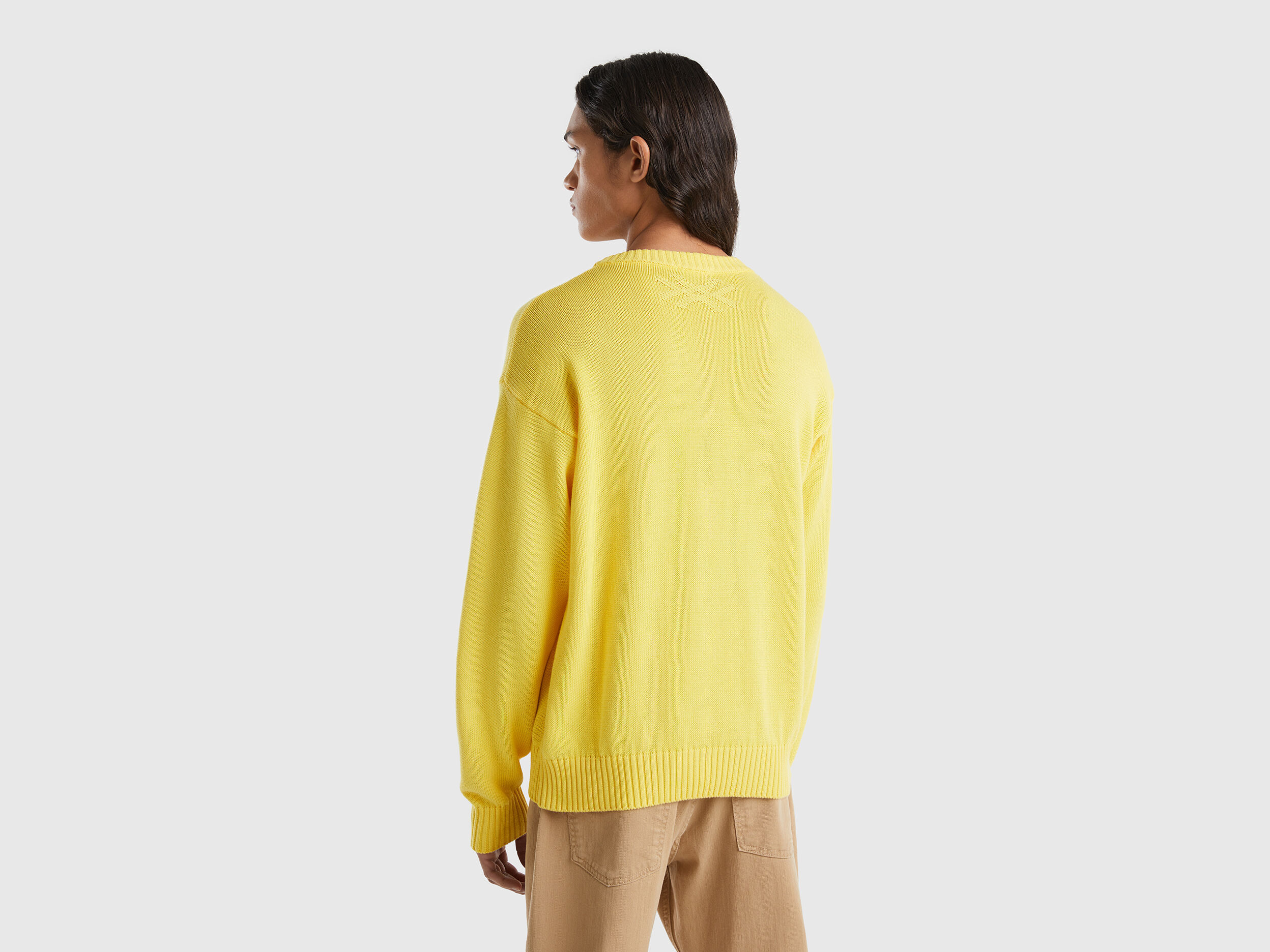 Yellow sweater with apple inlay Yellow Benetton