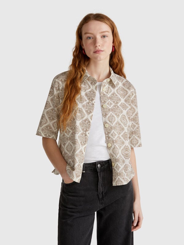 Camisa estampada de algodón ligero Mujer