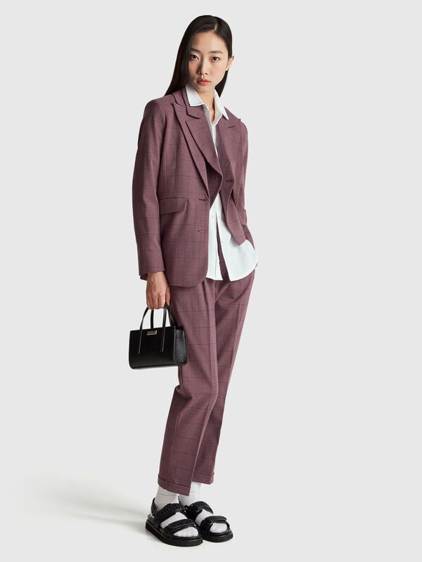 Pantalones de franela con estampado de pata de gallo Mujer