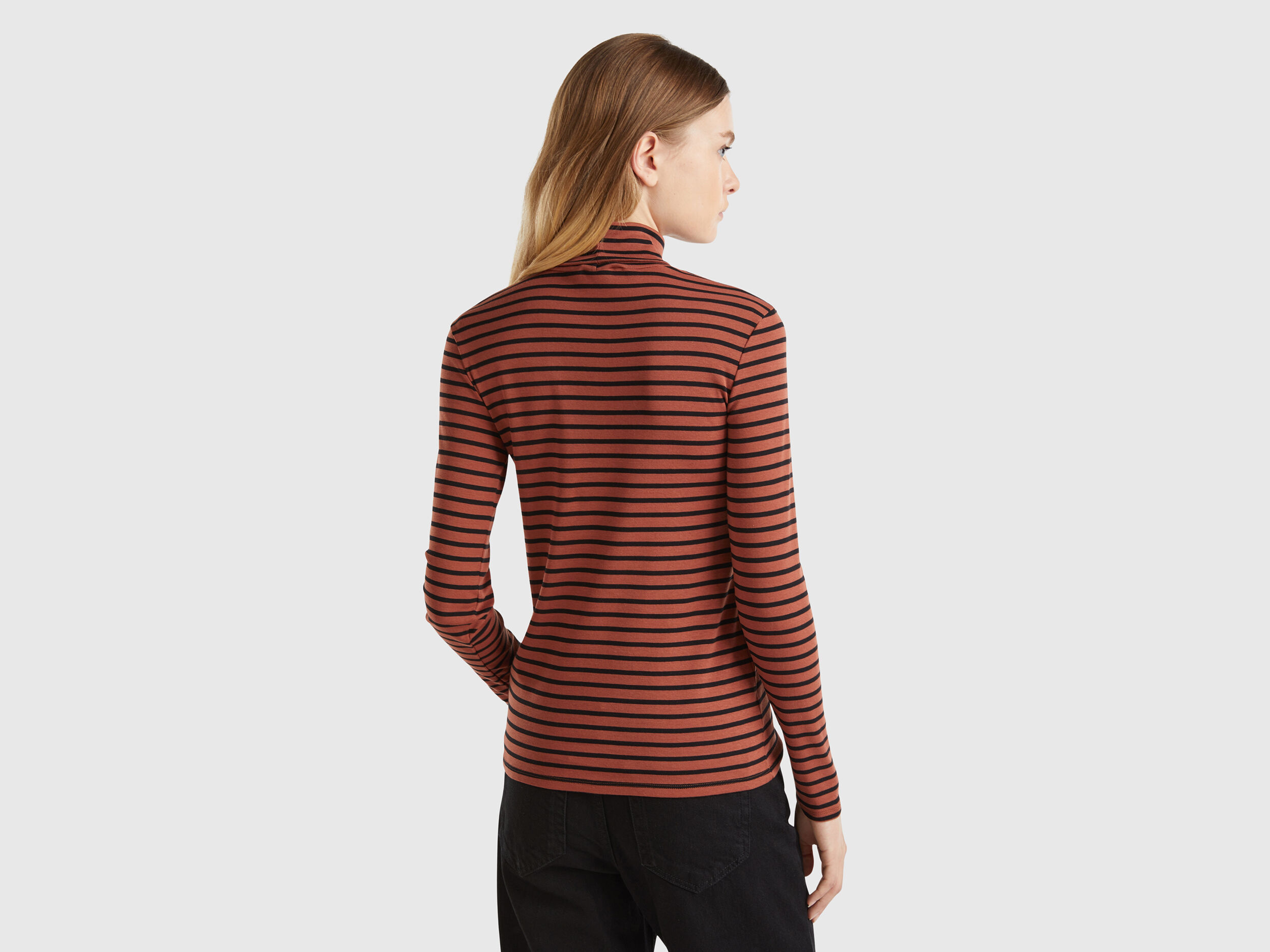 Striped turtleneck tee cheap