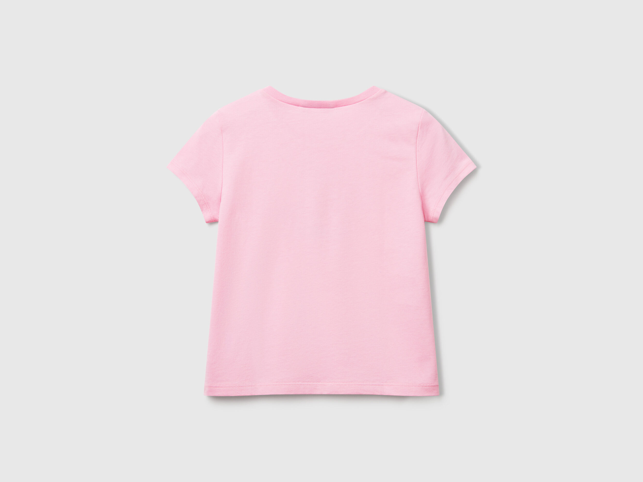 Regular fit t-shirt with glitter - Pink | Benetton