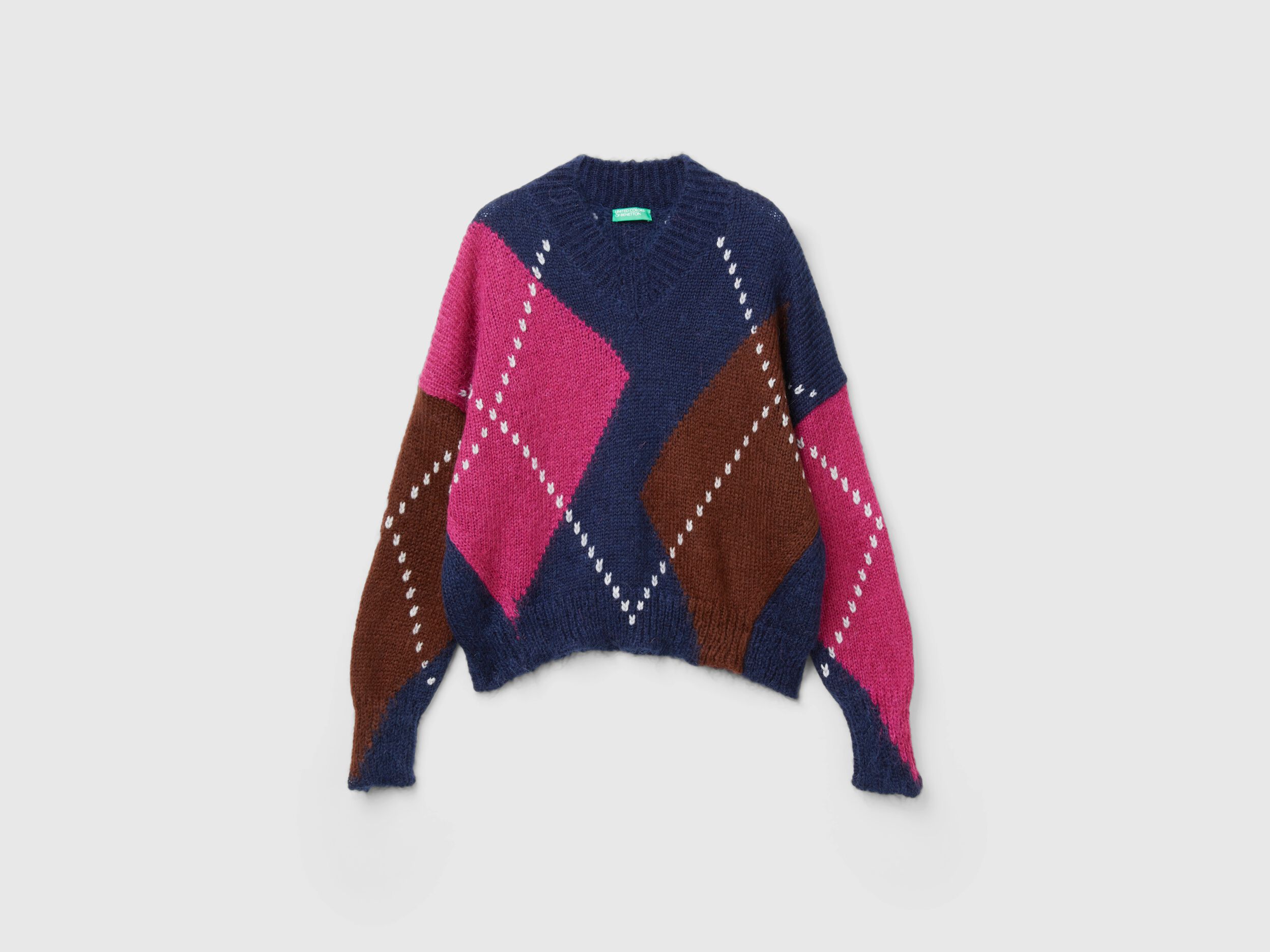 Boxy fit sweater in mohair blend - Multi-color | Benetton