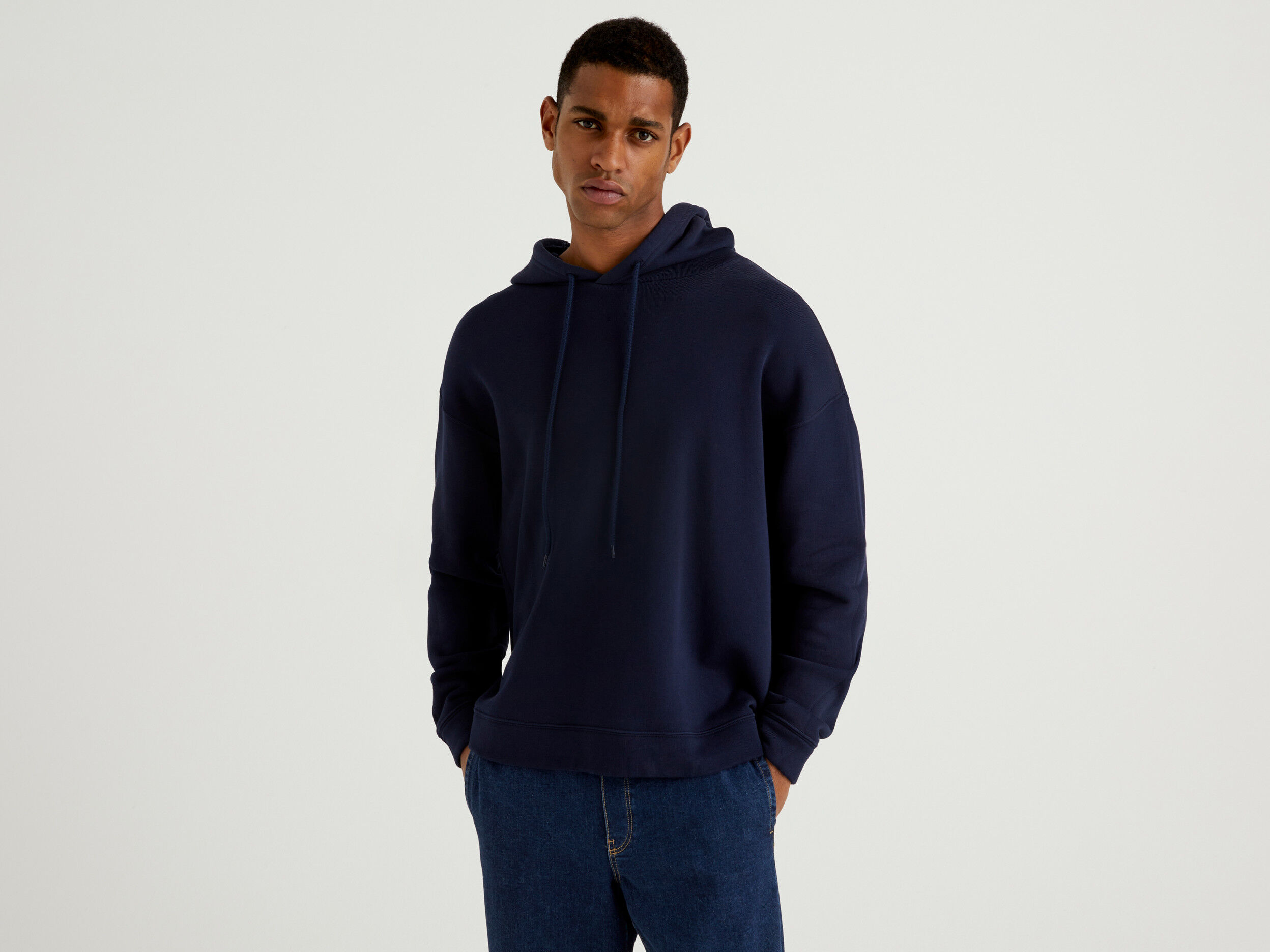 100 cotton hoodie Dark Blue Benetton