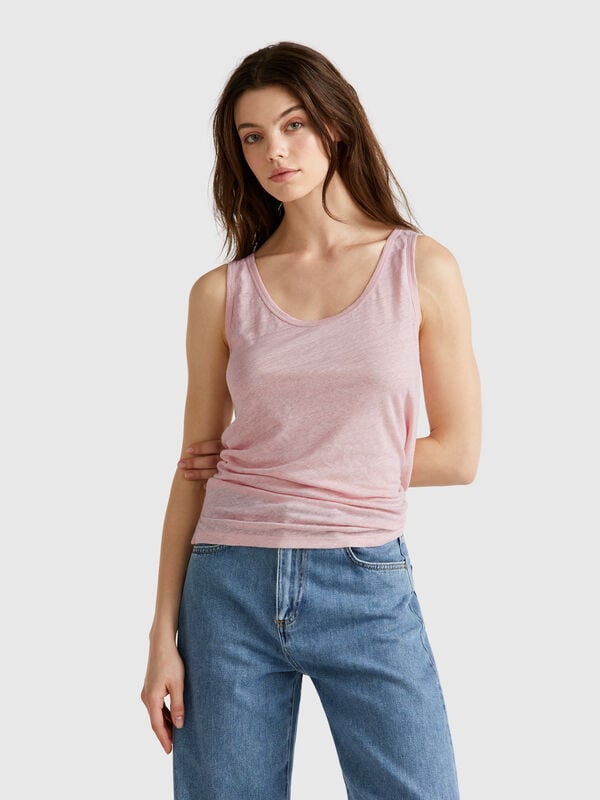 Camiseta de tirantes de puro lino Mujer