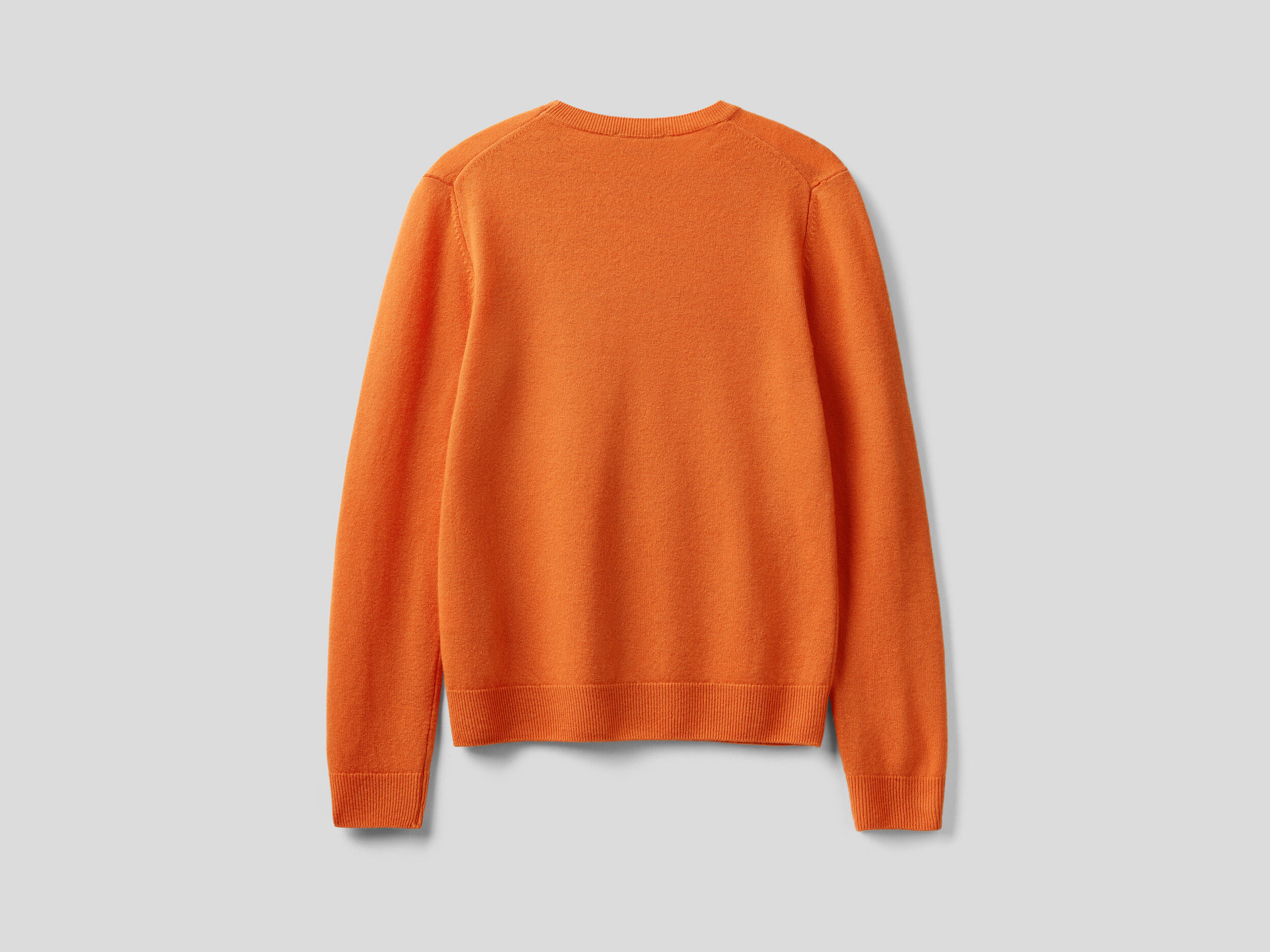 Orange crew neck sweater in Merino wool Orange Benetton