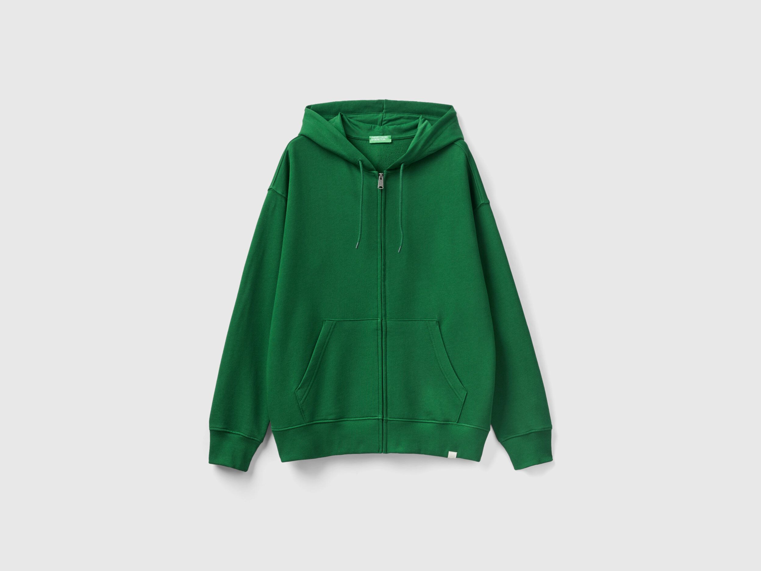 Zip up hoodie in cotton Dark Green Benetton
