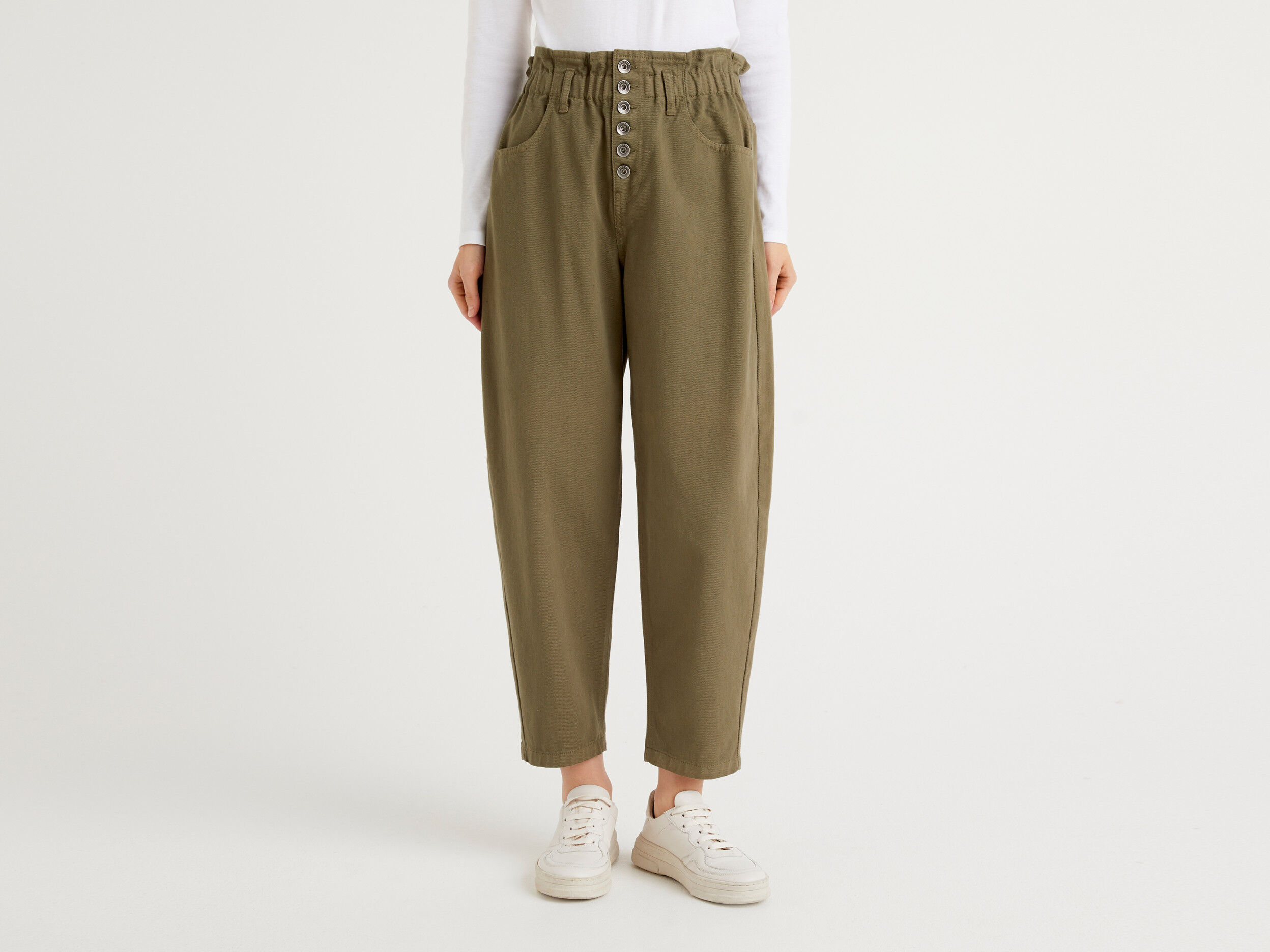 Womens Wide Leg Trouser Khaki | Amelia Culotte Cotton – Saywood.