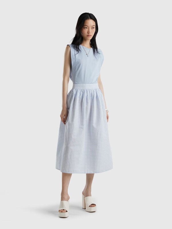 Vichy skirt in linen blend Women