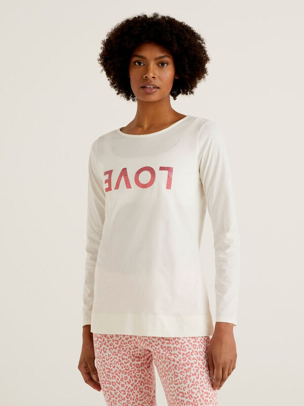 T-shirt with print and boat neck Women