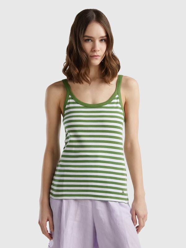 Camiseta de tirantes de rayas de 100 % algodón Mujer
