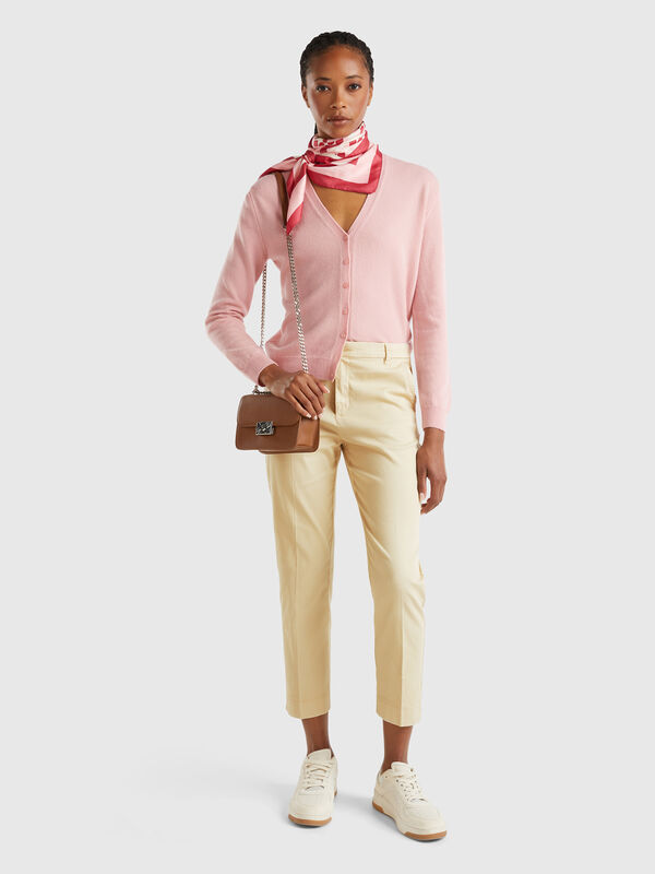 Chinos cropped de algodón elástico Mujer