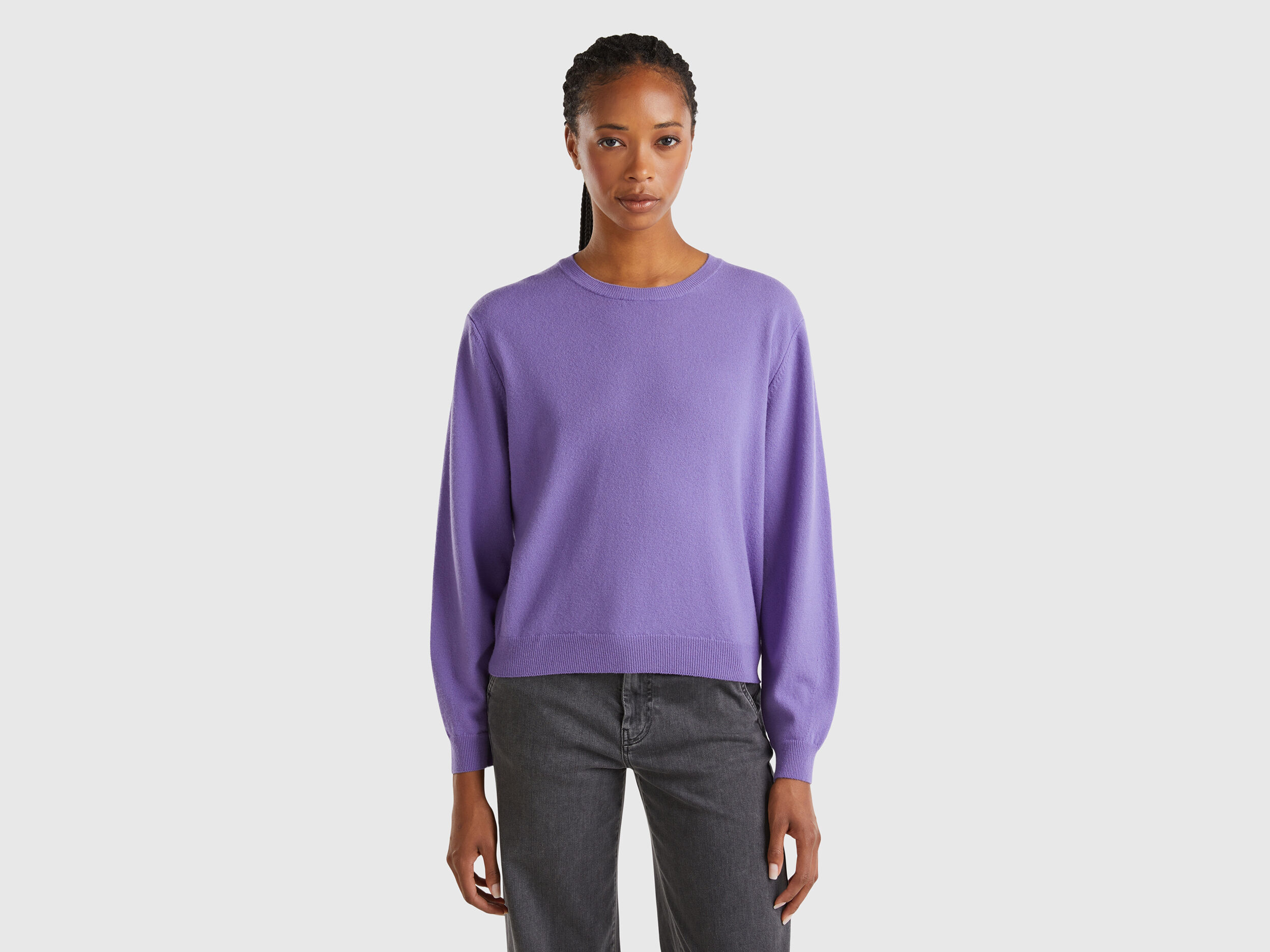 Grey crew neck sweater women's on sale