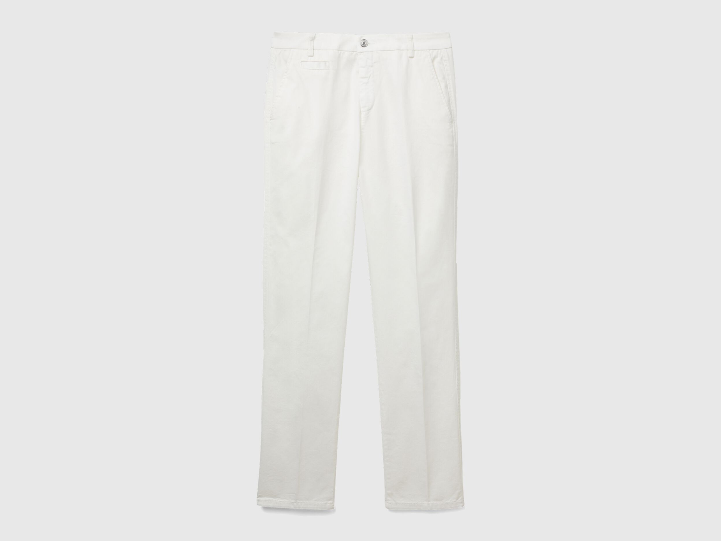 豪奢な Cream white Benetton | White Creamy - chinos cotton fit slim パンツ