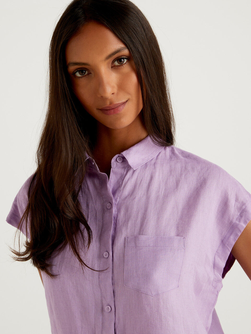 Purple short sleeve shirt womens top