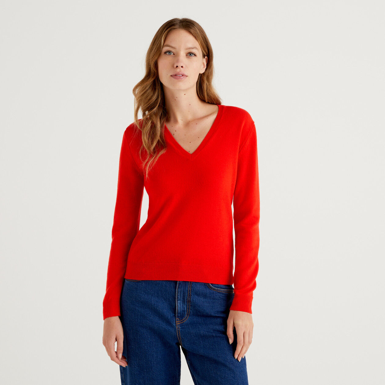 Coral v cheap neck sweater