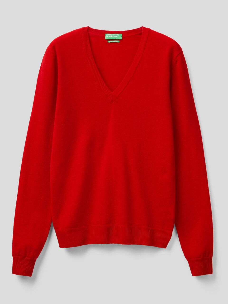 Jersey con escote de pico de pura lana merina image number 1