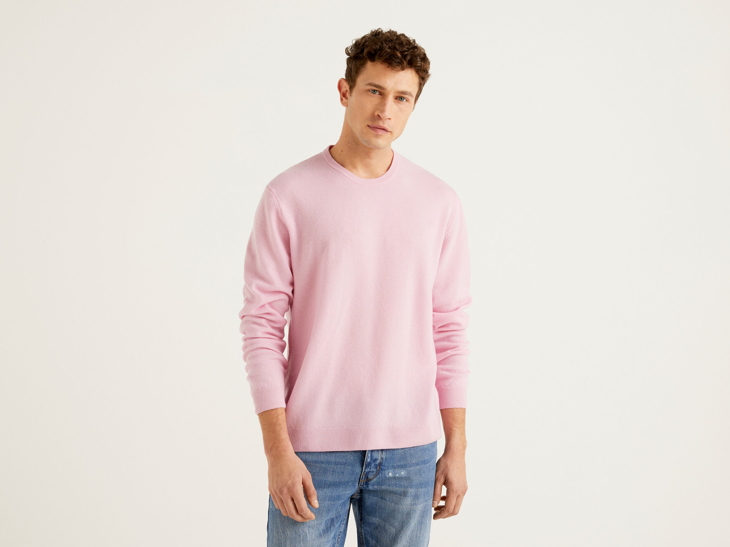 Men's pink crew neck sweater online