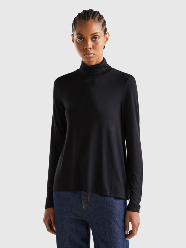 Turtleneck t-shirt in sustainable stretch viscose Women