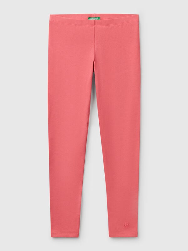 Leggings in stretch cotton with logo Junior Girl