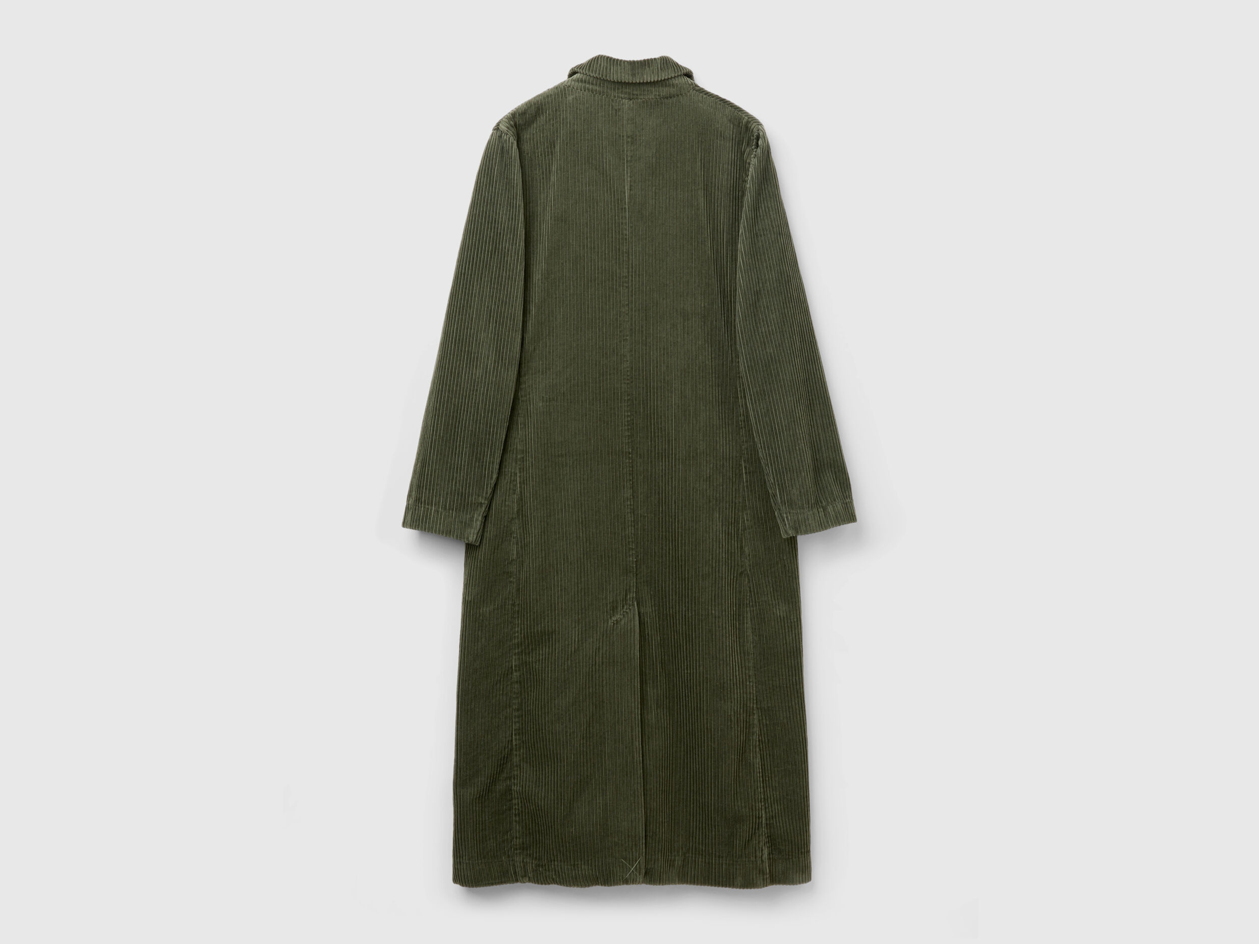 Double-breasted velvet trench coat - Military Green | Benetton