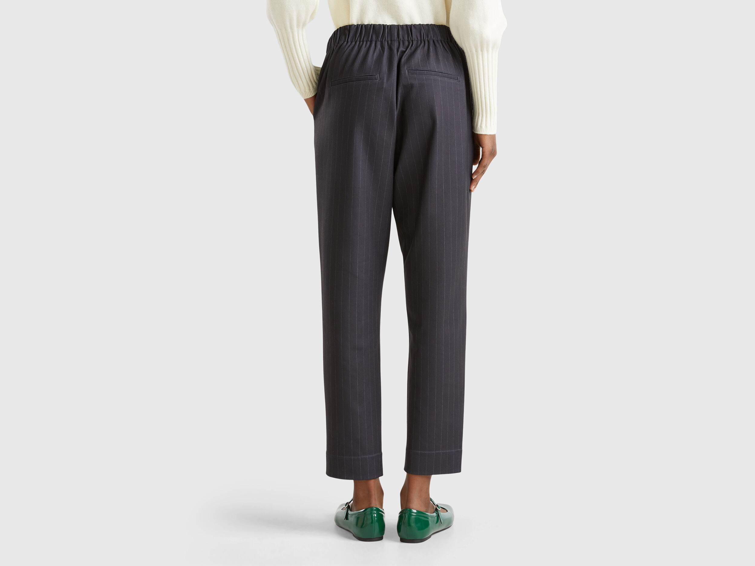 Black pinstripe joggers online