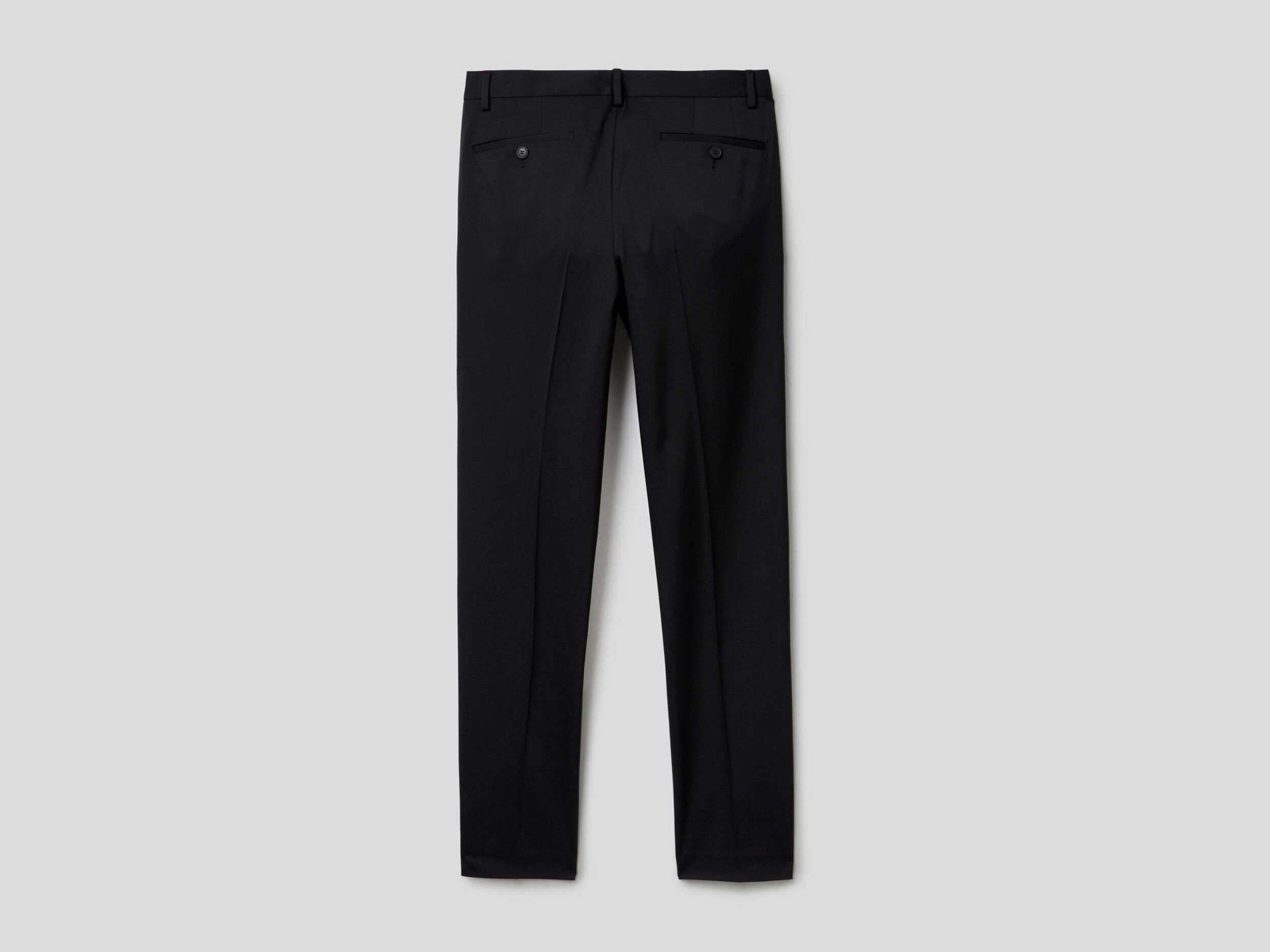 Slim fit trousers with crease - Black | Benetton