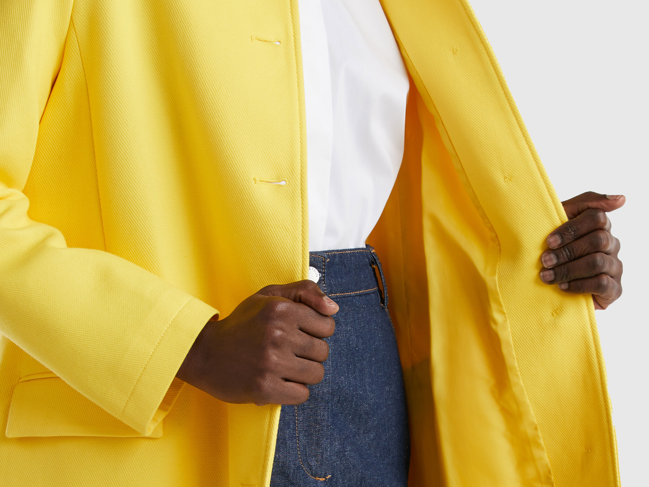 Duster coat in pure cotton Yellow Benetton