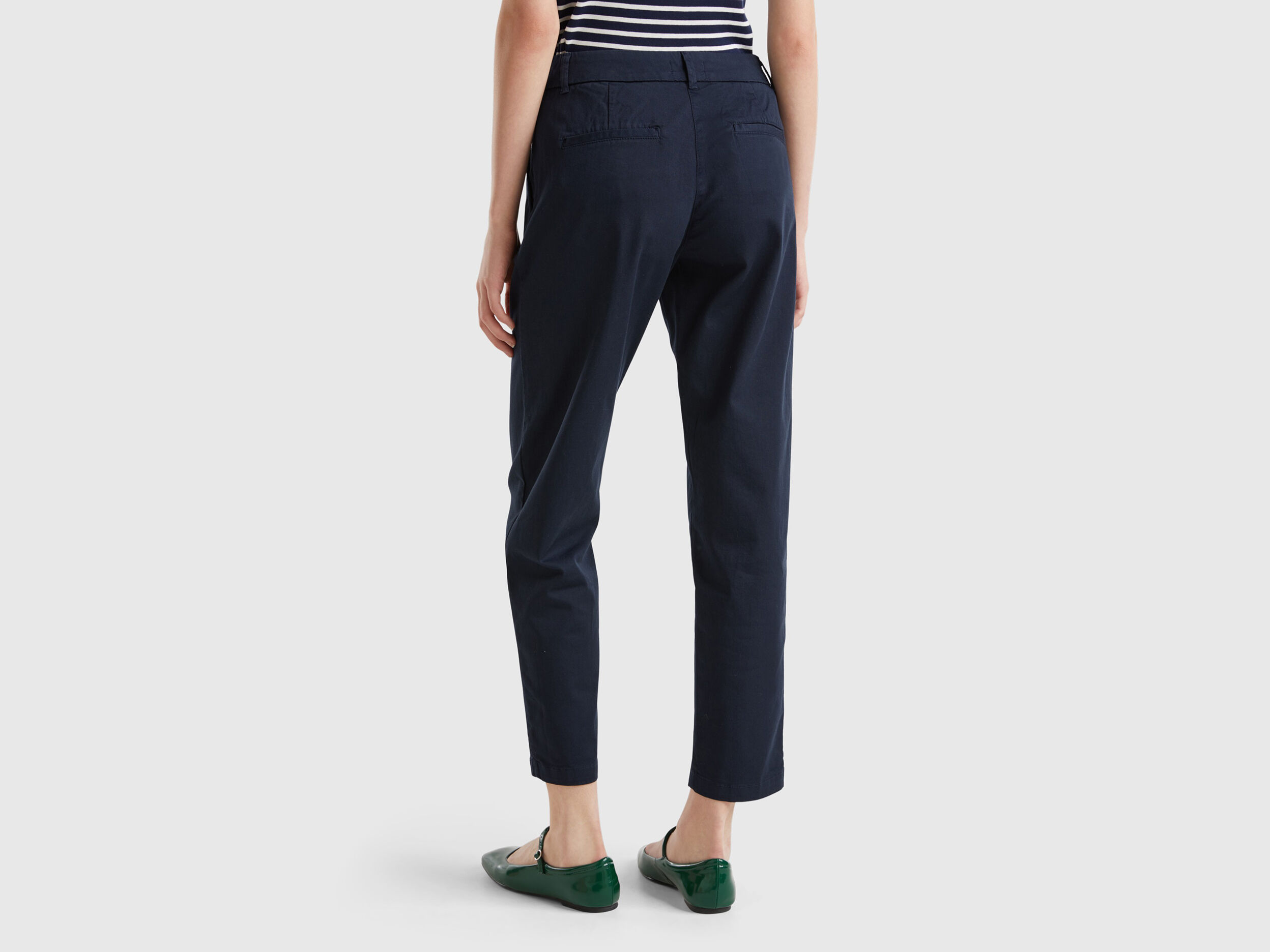 Stretch cotton chino trousers - Dark Blue | Benetton Stretch cotton chino trousers - Dark Blue | Benetton