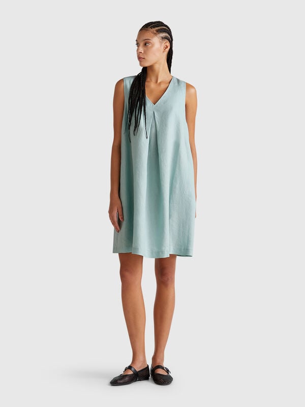 Vestido sin mangas de puro lino Mujer
