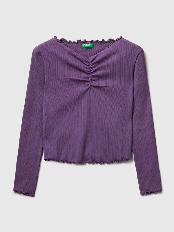 Camiseta con bordes ondulados Niña