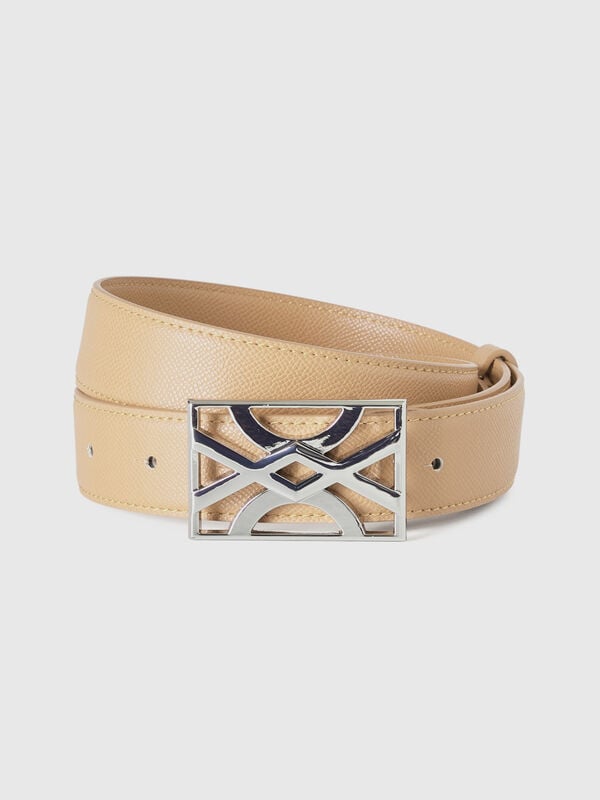 Beige belt with logoed buckle Women