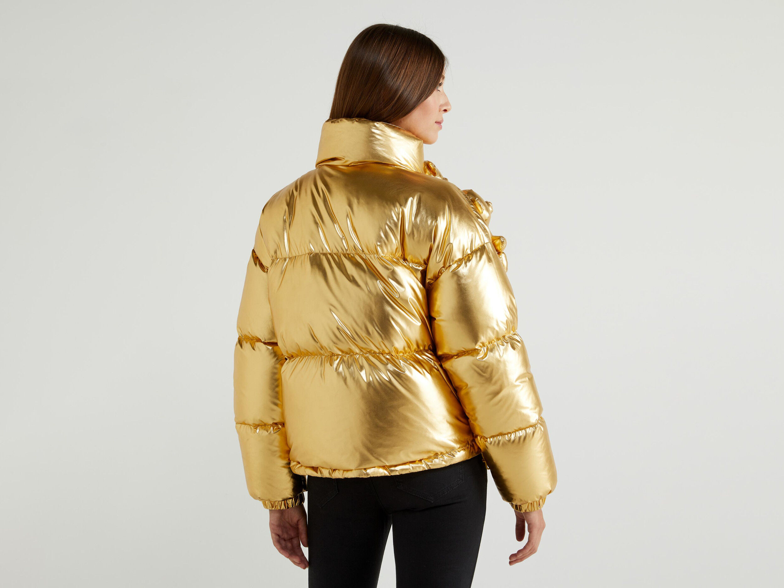 gold puffer coat