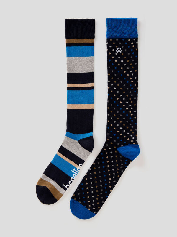 Two pairs of long patterned socks Men