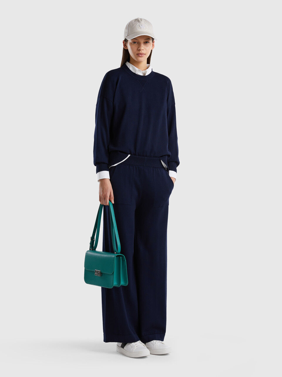 Knit wide trousers