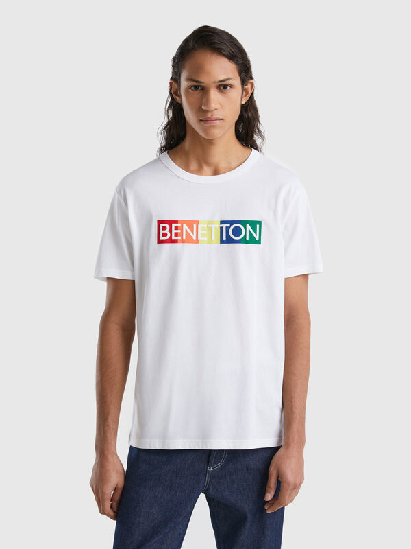 Camiseta de algodón orgánico con estampado de logotipo Hombre