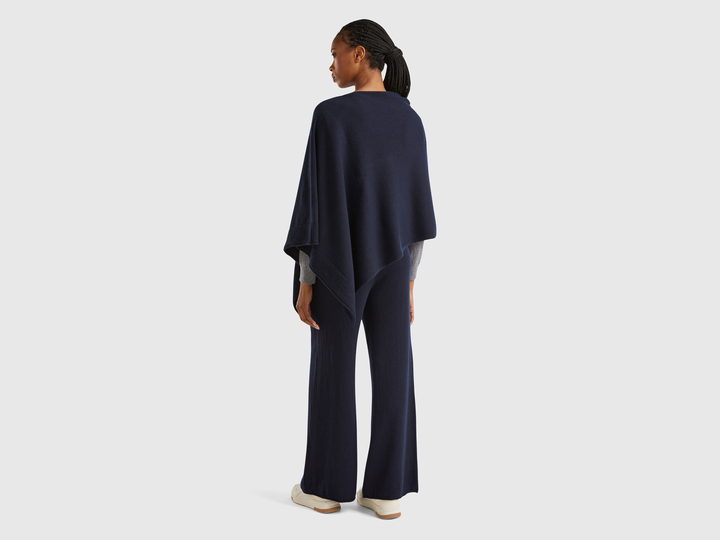 Cashmere blend poncho Dark Blue Benetton