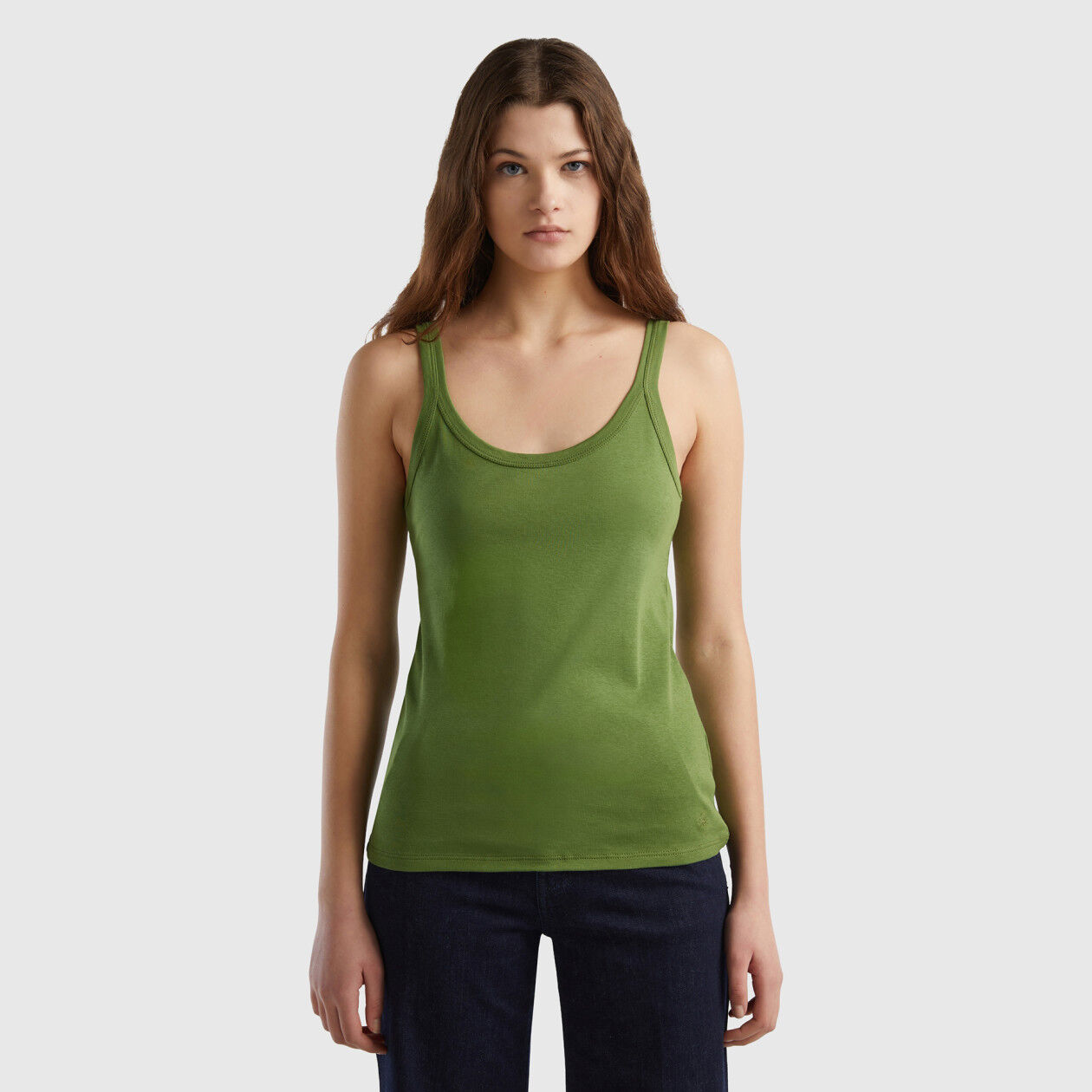 Camiseta de tirantes verde militar de 100 algod n Militar